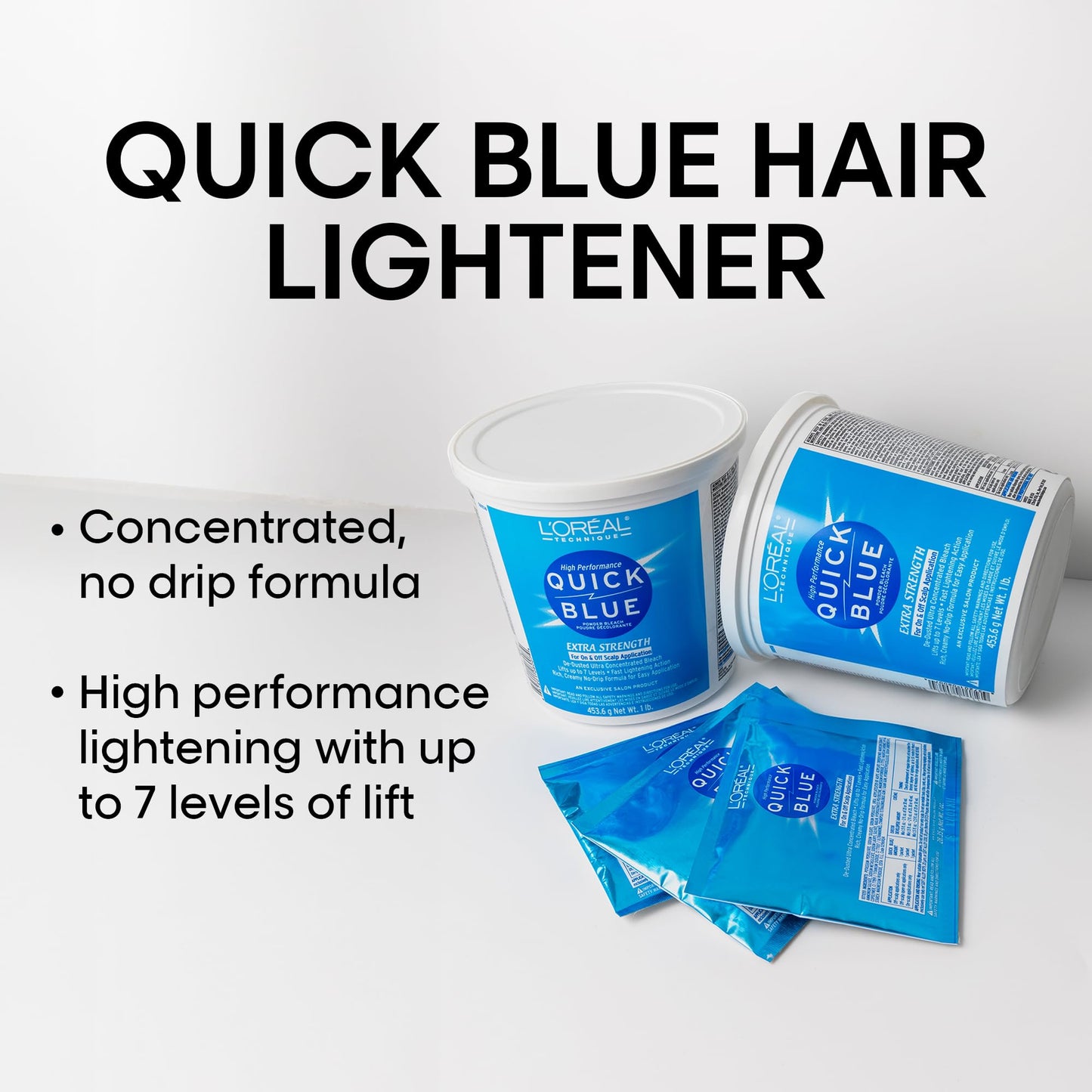 L'Oréal Technique Quick Blue High Performance Bleach | Professional Hair Bleaching Powder | No Drip Formula | Extra Strength Lightening Action Lifts Up To 7 Levels | Single Application | 1 Pound