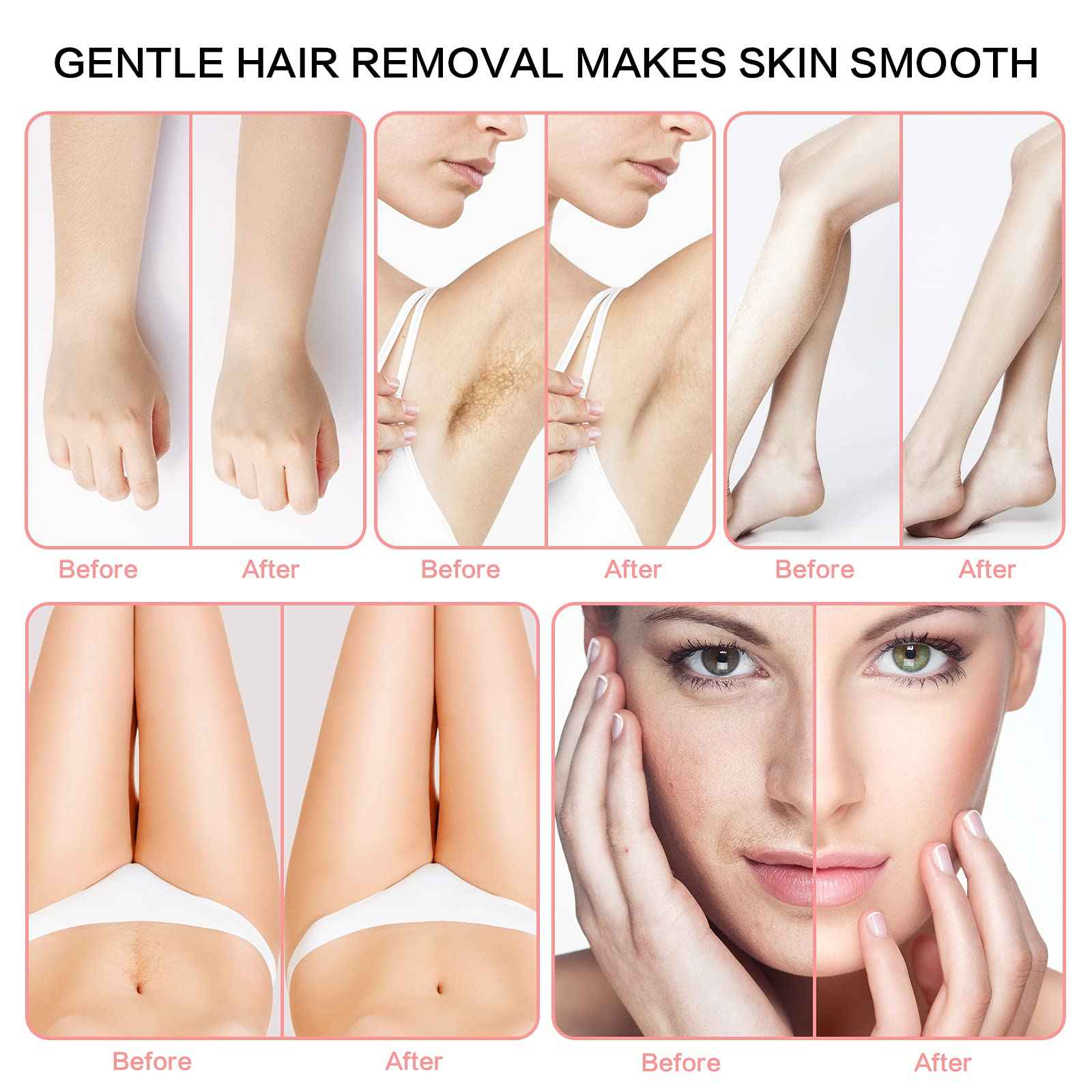 Portable Wax Warmer Machine for Painless Hair Removal, Women Men Professional Wax Heater with Adjustable Temperature Set, 20pcs Sticks (White - Single Pot)