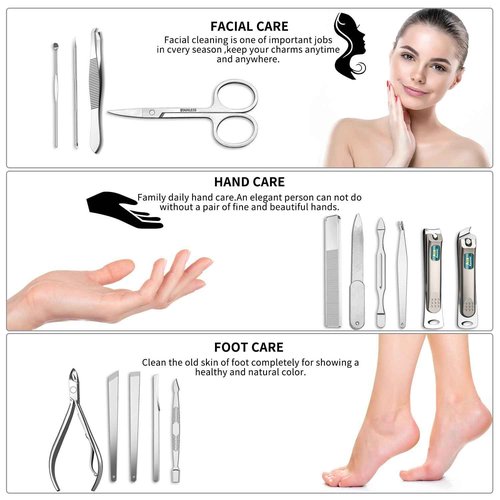 AUSBANNER Germany Professional Nail Clipper Set Fingernail and Toenail Clippers, Manicure and Pedicure Set - 15 Piece Stainless Steel Grooming Set, Nail Care Tools with Deluxe Travel Case