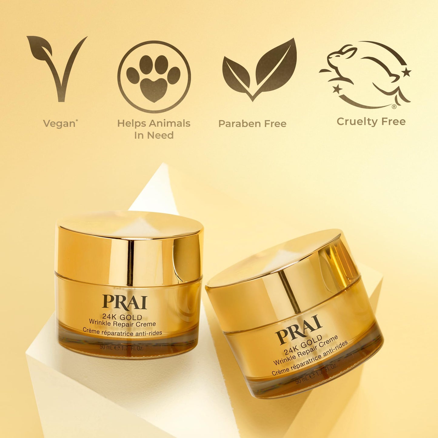 PRAI Beauty 24K Gold Creme - Face Moisturizer, Skincare Product, 1.7 Oz