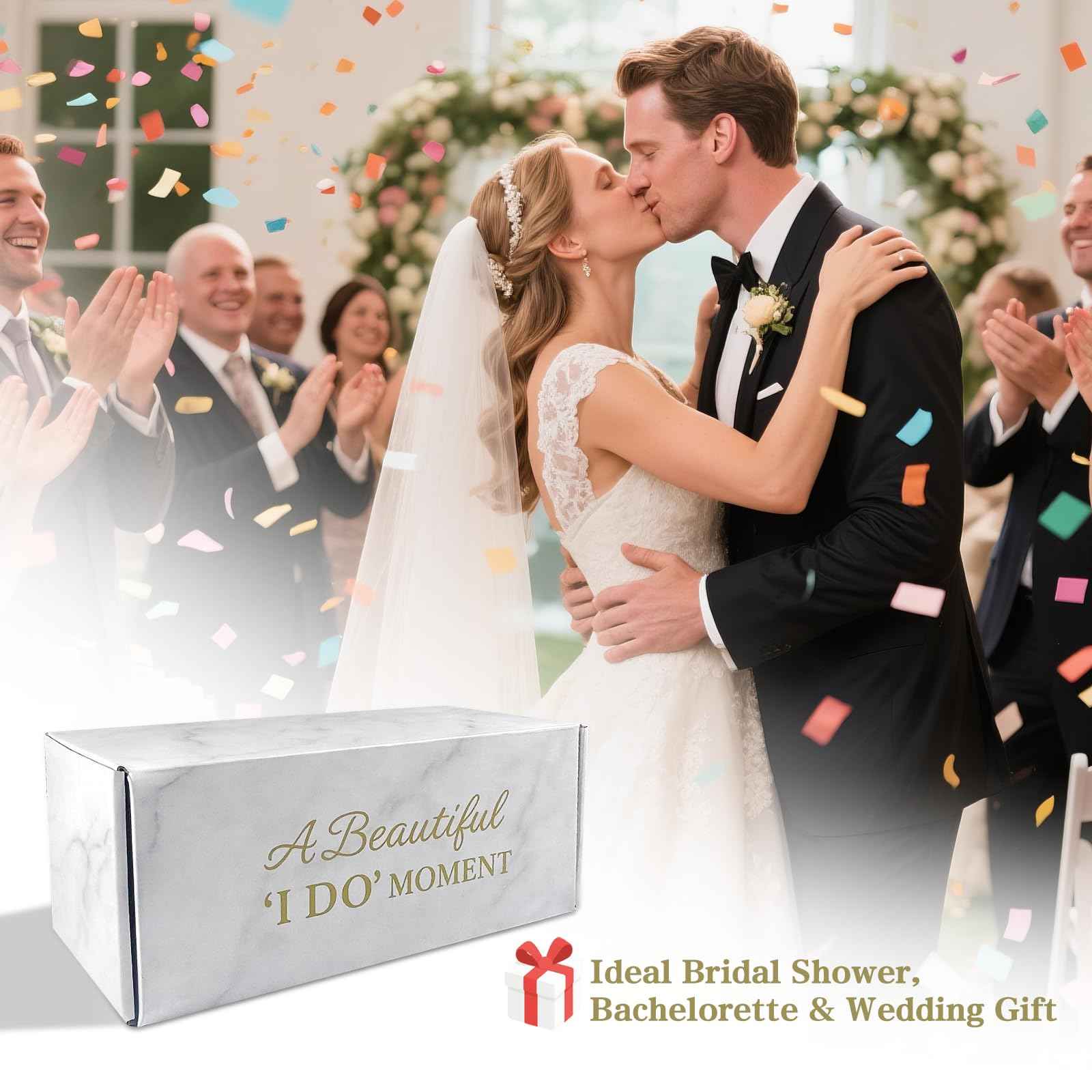 Zeokiar Bridal Shower Gifts, Bride To Be Gift Set, Wedding Gifts for Bride, Bachelorette Gifts for Bride, Engagement Gift for Her, Bachelor Party Christmas Gifts, Makeup Bag, I DO Slippers, Hair Clip