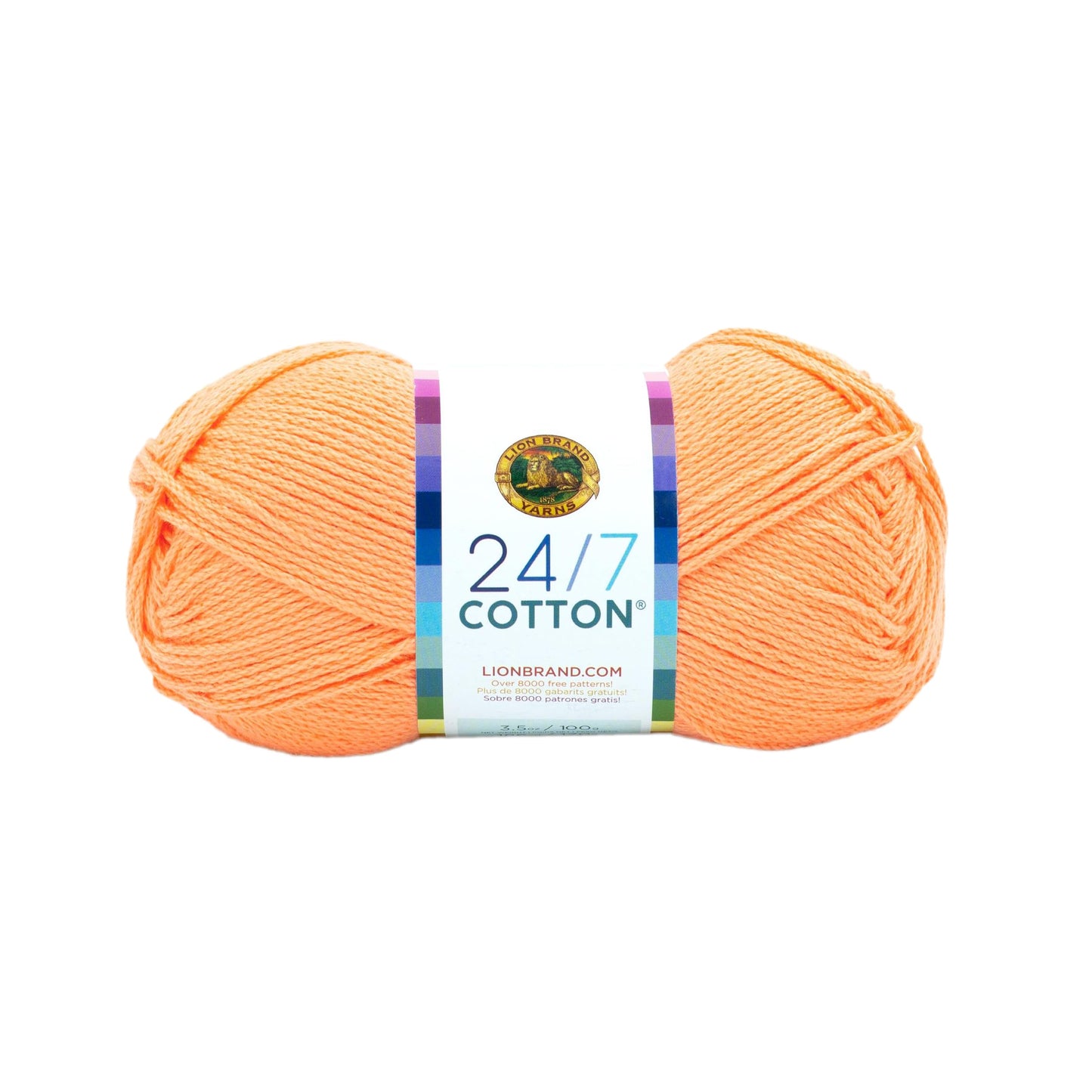 Lion Brand 24/7 Cotton Yarn, Lightweight Yarn for Knitting, Crocheting, and Crafts, Creamsicle, 1 Pack