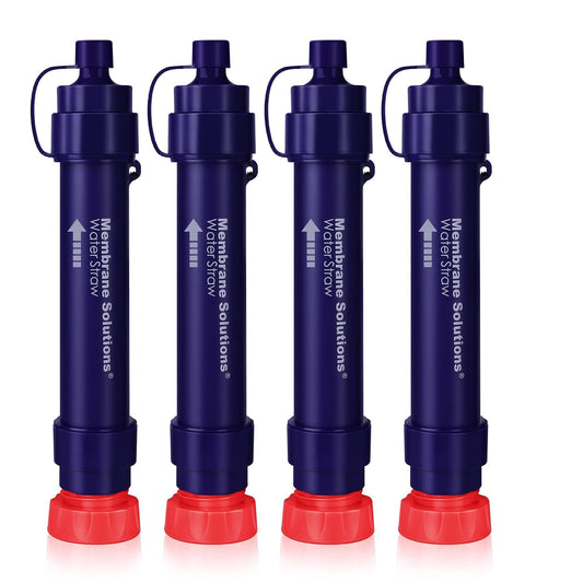 Membrane Solutions WS02 4-Stage Water Filter Straw, Detachable, 0.1-Micron, Portable, 4-Pack, BPA-Free, Food-grade, Ideal for Hiking, Camping, Travel, Emergency Preparedness