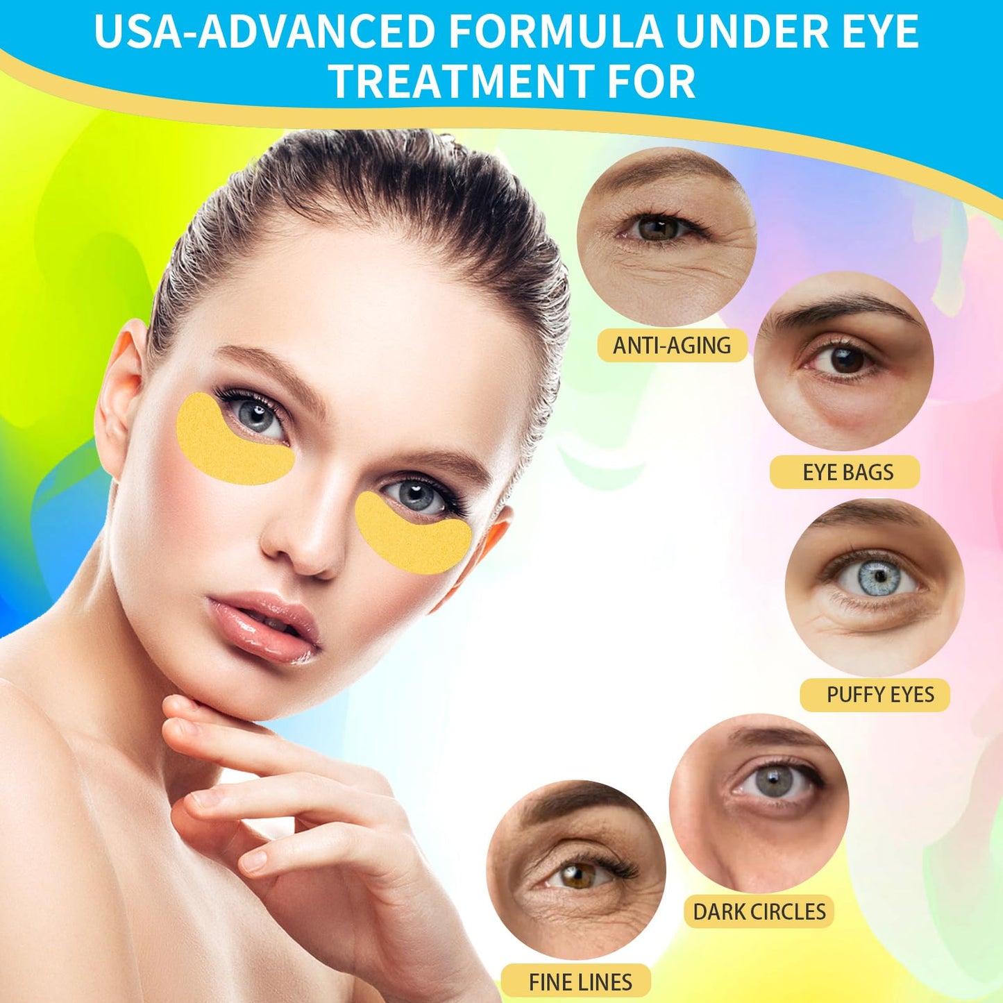 Under Eye Patches For Puffy Eyes Treatment 30 Pairs, 24K Gold Eye Mask For Dark Circles And Puffiness, Hyaluronic Acid Eye Mask For Puffiness, Eye Gel Pads, Eye Bags Treatment, Eye Mask Skincare