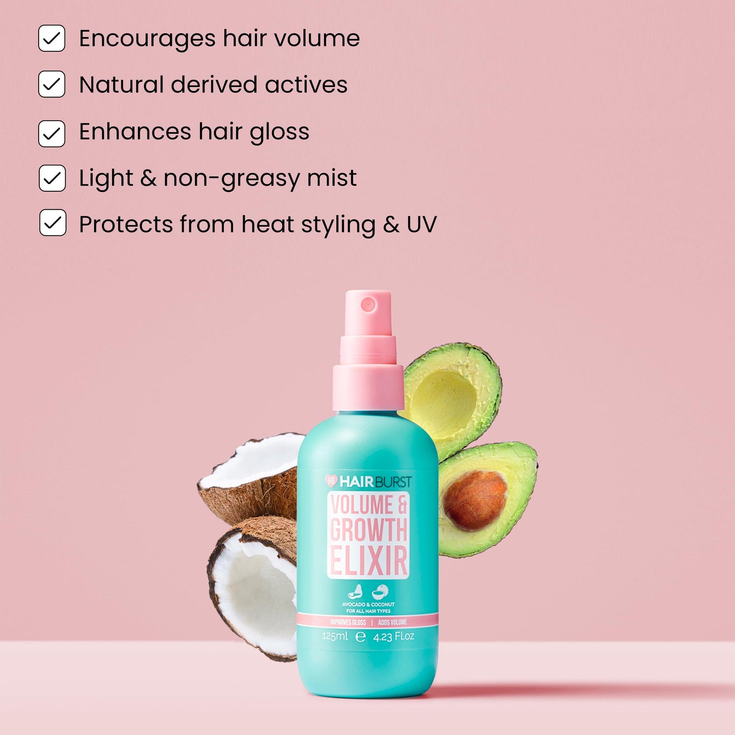 HAIRBURST Hair Volume and Growth Elixir - Volumizing Hair Spray for Hair Loss Prevention and Scalp Protection, 125mL