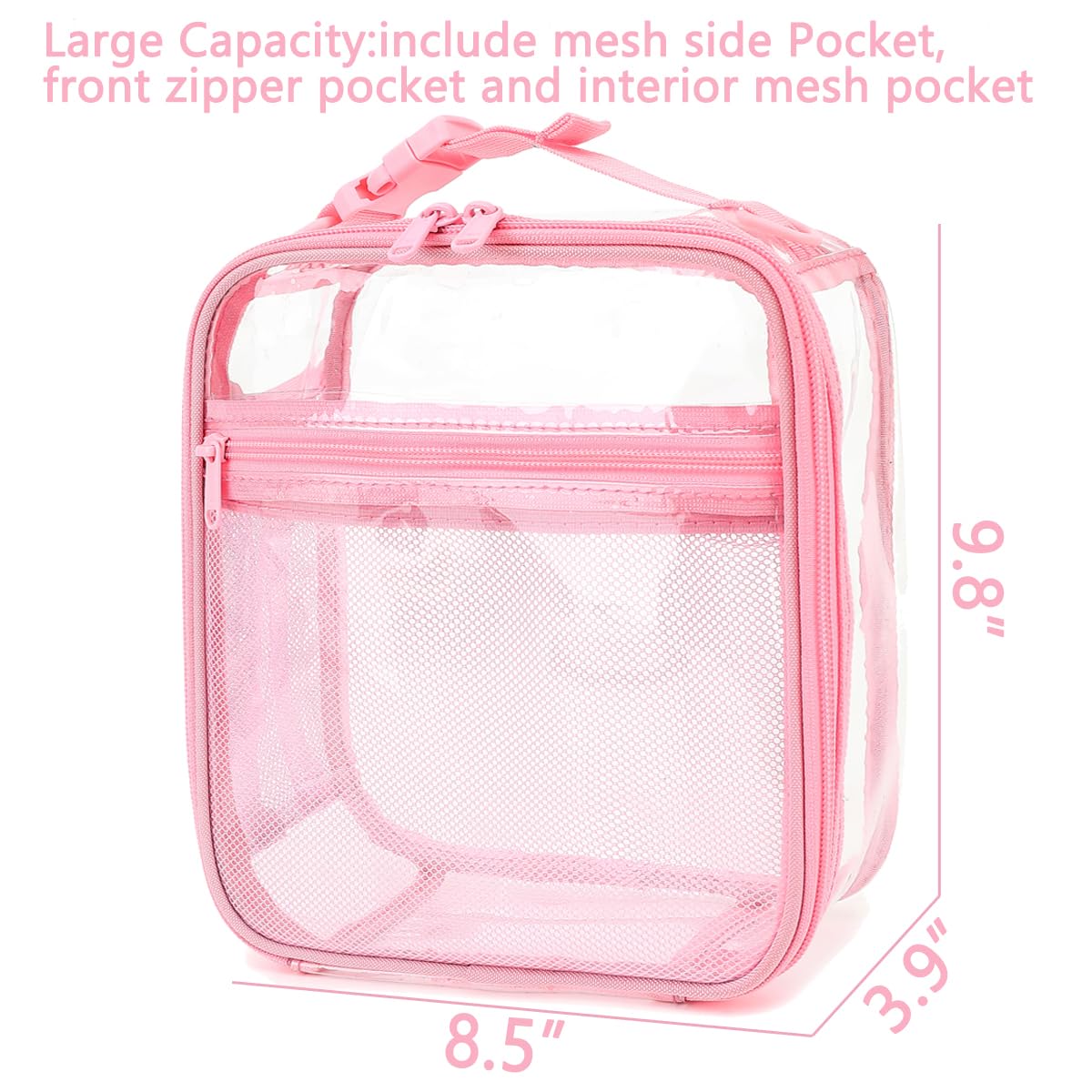 FlowFly Kids Lunch box Insulated Soft Bag Mini Cooler Back to School Thermal Meal Tote Kit for Girls, Boys, PinkClear