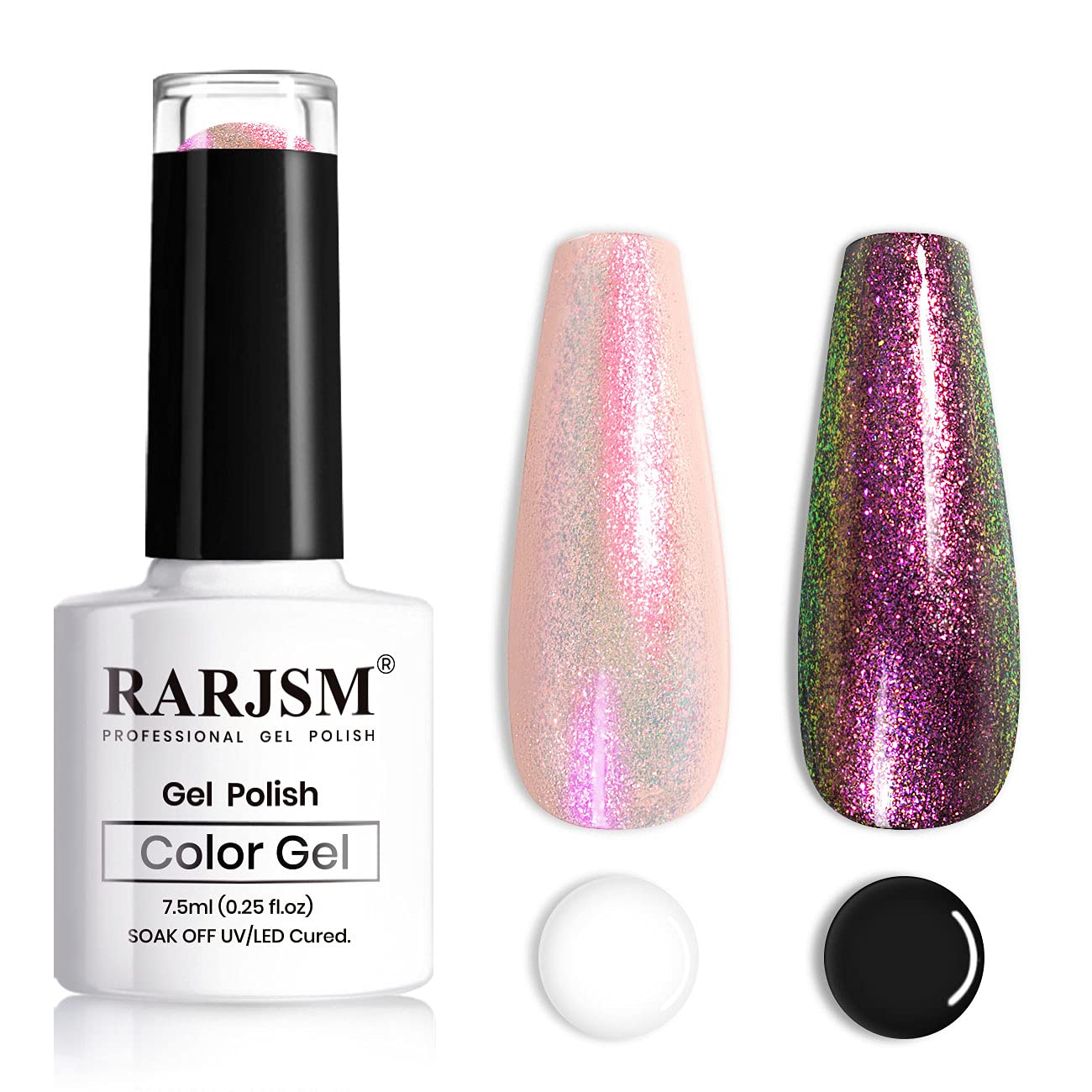 RARJSM Reflective Glitter Gel Nail Polish, Pearl Pink Nail Polish Mermaid Shining Shell Gel Manicure Salon Decor Nail Art UV LED Curing Required Nail Gel 1 PCS 7.5ML