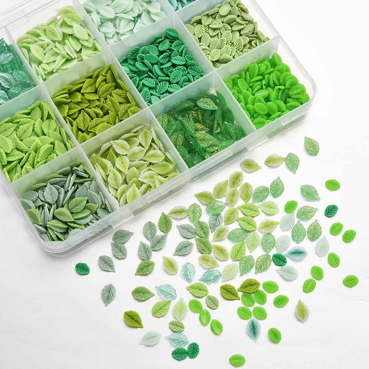 ZUMILLMN Leaf Nail Charm, 3D Nail Charms Bulk, 12 Styles Green Leaves Charms for Nails, Y2K Charms for Nails Design for Women Girl DIY Jewelry Cellphone Crafts