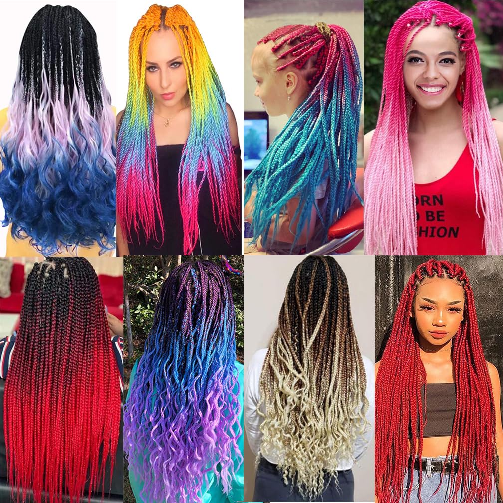 BALINGHAIR Braiding Hair Extensions Ombre Black to Red Professional High Temperature Kanekalon Braids Hair 24 Inch(C6-6Packs)