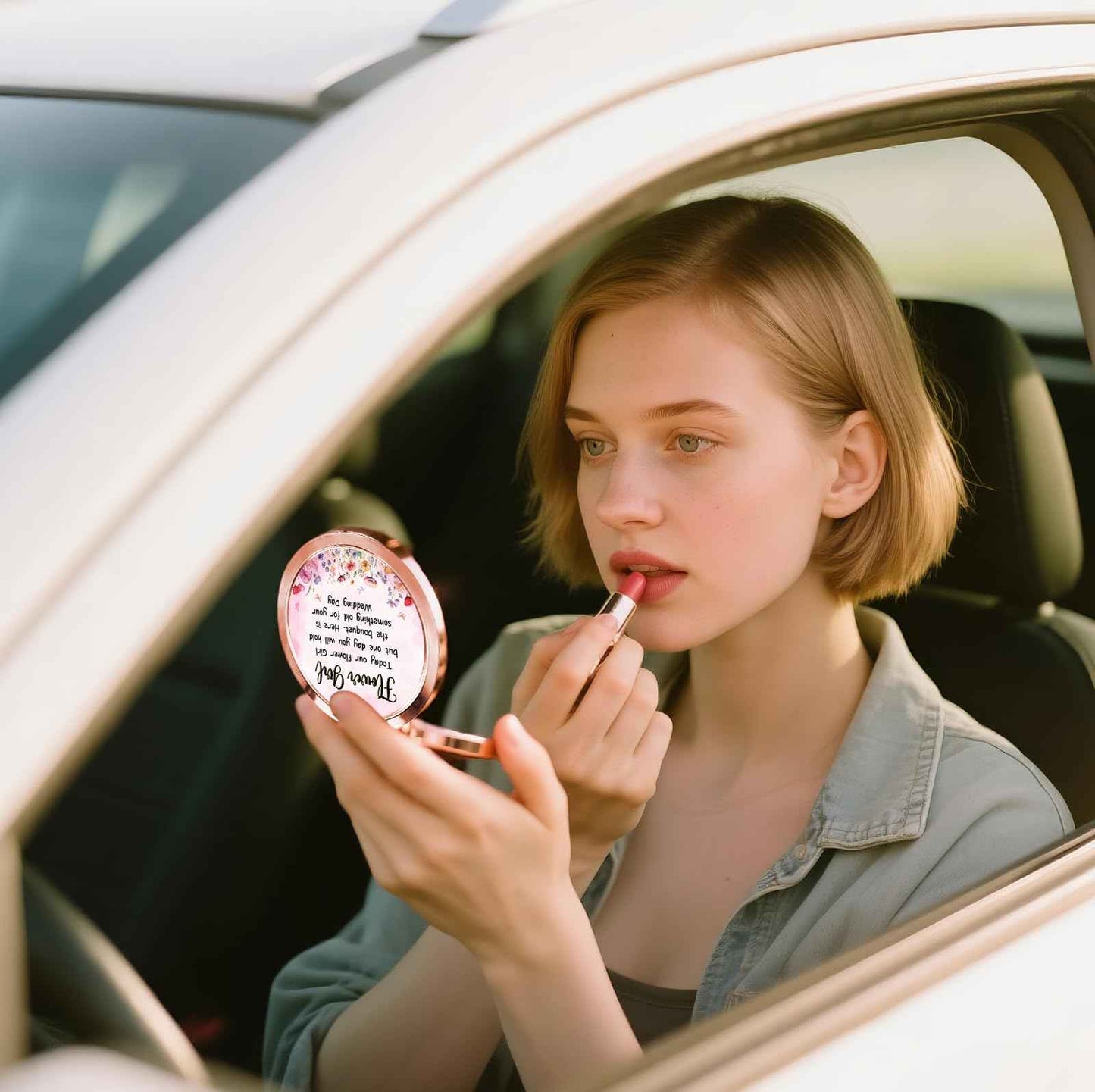GAOLZIUY Flowers Girl Compact Mirror Proposal Gifts, Flower Girl Gift Makeup Mirror from Bride, Bridesmaid Gifts for Girls On Wedding Party
