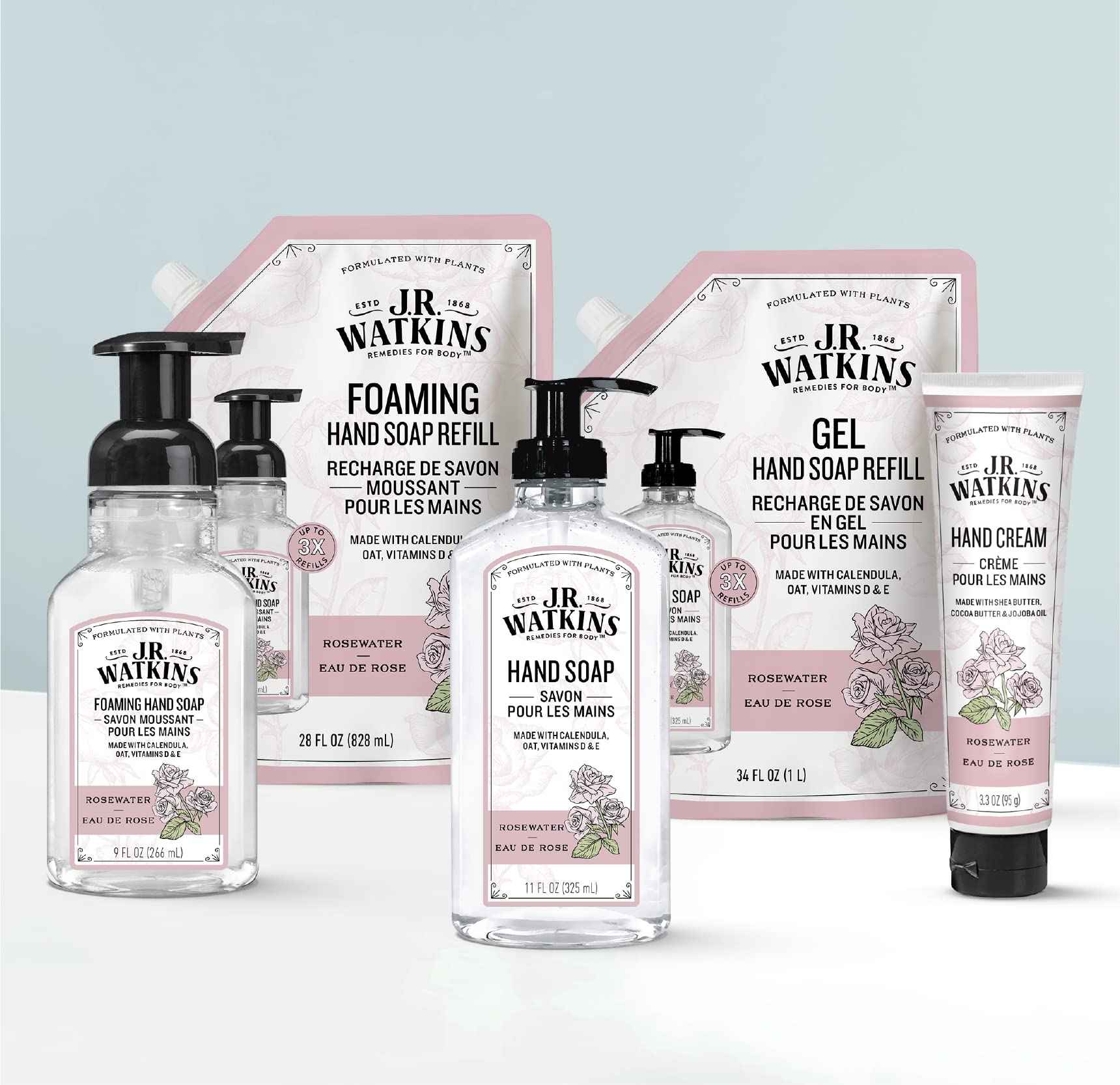 J.R. Watkins Rosewater Liquid Hand Soap Refill Pouch 1 L