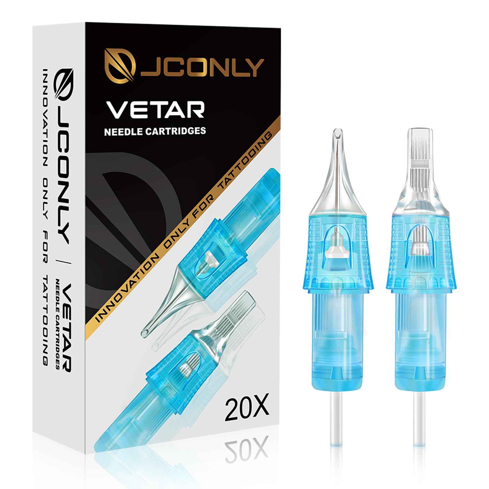 VETAR Tattoo Cartridge Needles - 20Pcs Tattoo Needles 1207RL Round Liner #12 Standard Tattoo Cartridge Diameter 0.35mm Cartridges Tattoo Needles for Machine Kit Tattoo Supplies