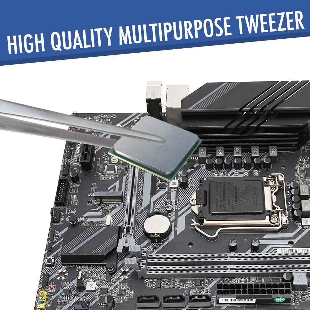 Heavy Duty 12 inches Stainless Steel Tweezers Straight Tips All-purpose Forceps Tweezers Tongs and Comfortable Ridged Handle for Crafting Cooking Repairing General Purpose Medical and Beauty