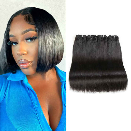 Liang Dian Straight Bundles Human Hair 8 8 10 10 Inch Natural Color Bundles Human Hair 12A Brazilian Virgin Hair 100% Unprocessed Quick Weave Hair Bundles