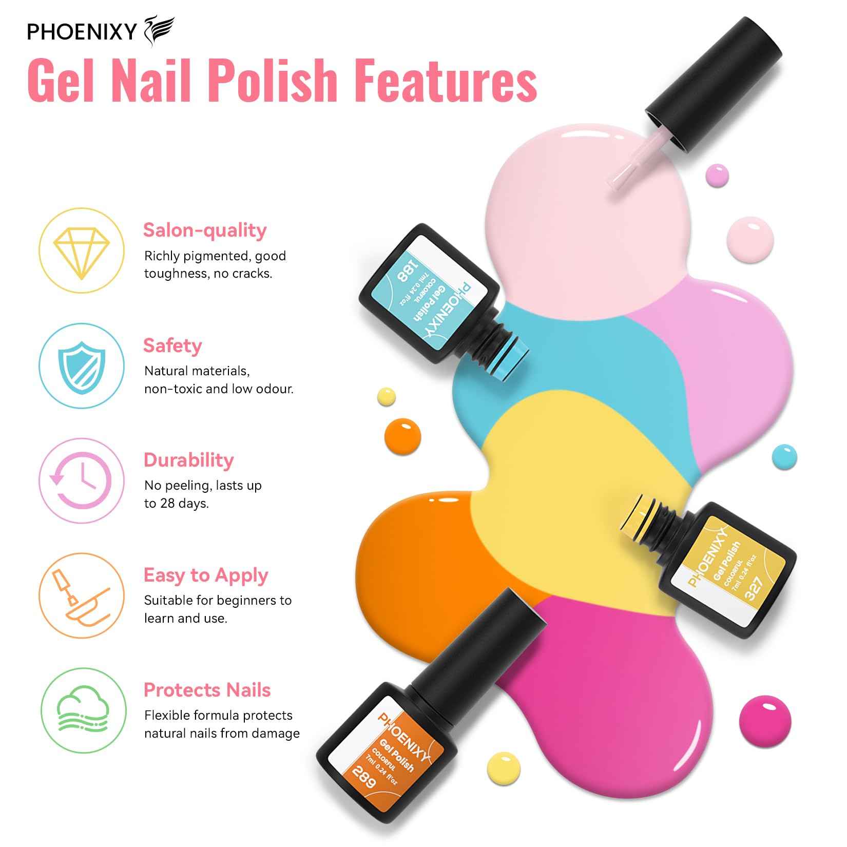 phoenixy 51 PCS Gel Nail Polish Kit with U V Light, 35 Colours Gel Polish with 5 Pcs Base Top Coat Manicure Starter Nail Polish Set Christmas Gifts for Women ST9012