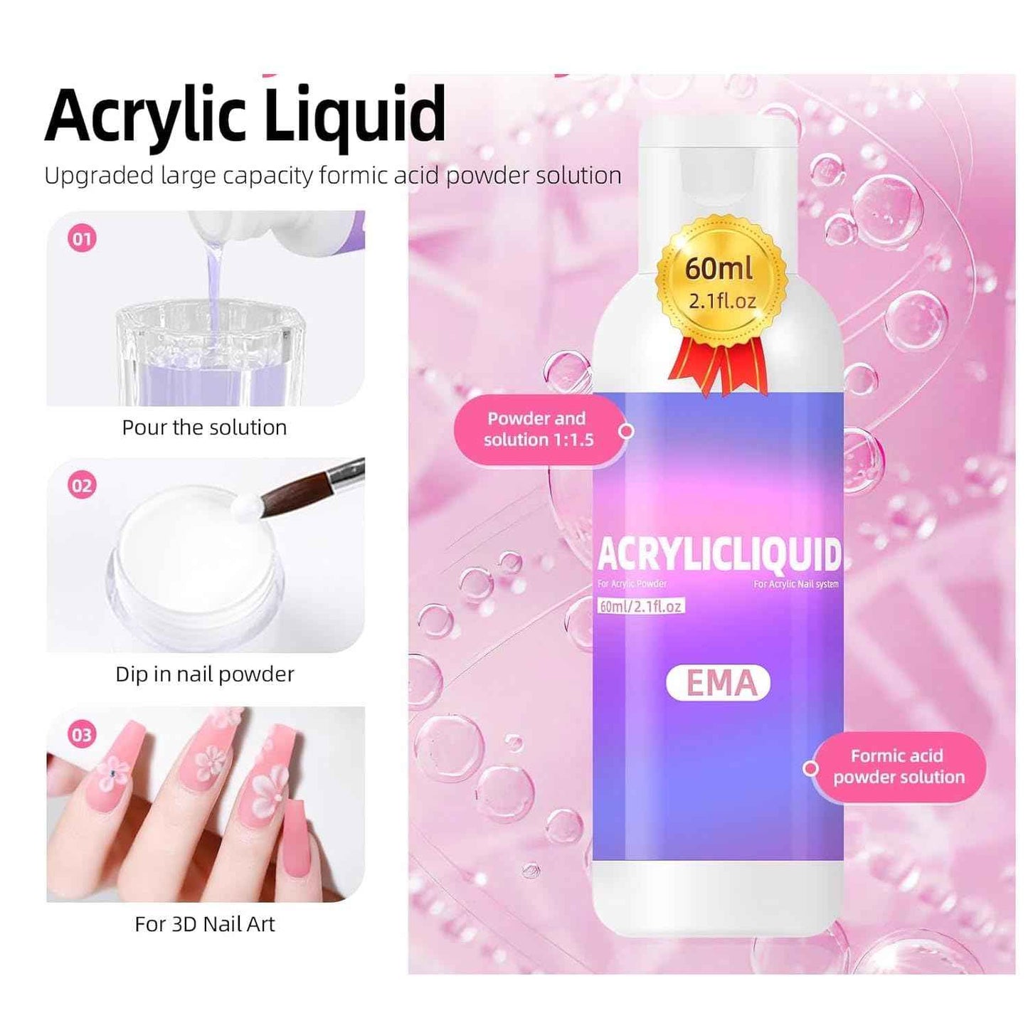 Nail Kit Acrylic Set -Acrylic Nail Kit for Beginners with Everything Gel Polish U V Light Acrylic Powders Decorations for Home Salon