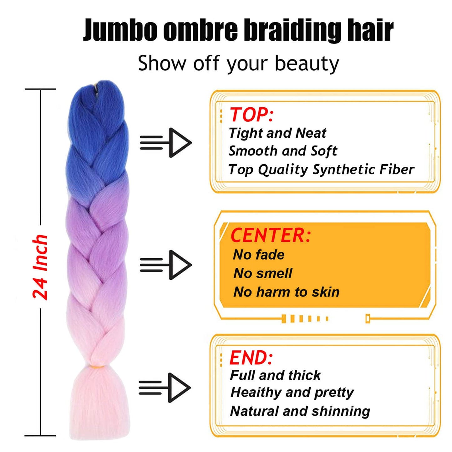 Ombre Braiding Hair Extensions for Women 3 Packs/24 Inch Braiding Hair Fiber Crochet Hair for Box Braids Senegal Twist Hair Extensions(24" (Pack of 3),c27)