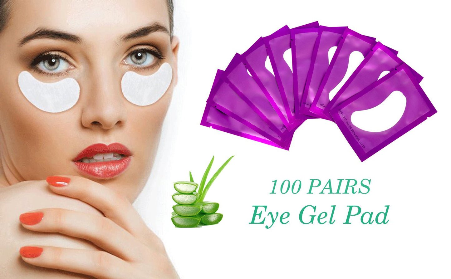 Voncasen 100 Pairs Set Under Eye Pads, Comfy and Cool Under Eye Patches Gel Pad for Eyelash Extensions Eye Mask Beauty Tool (Purple)