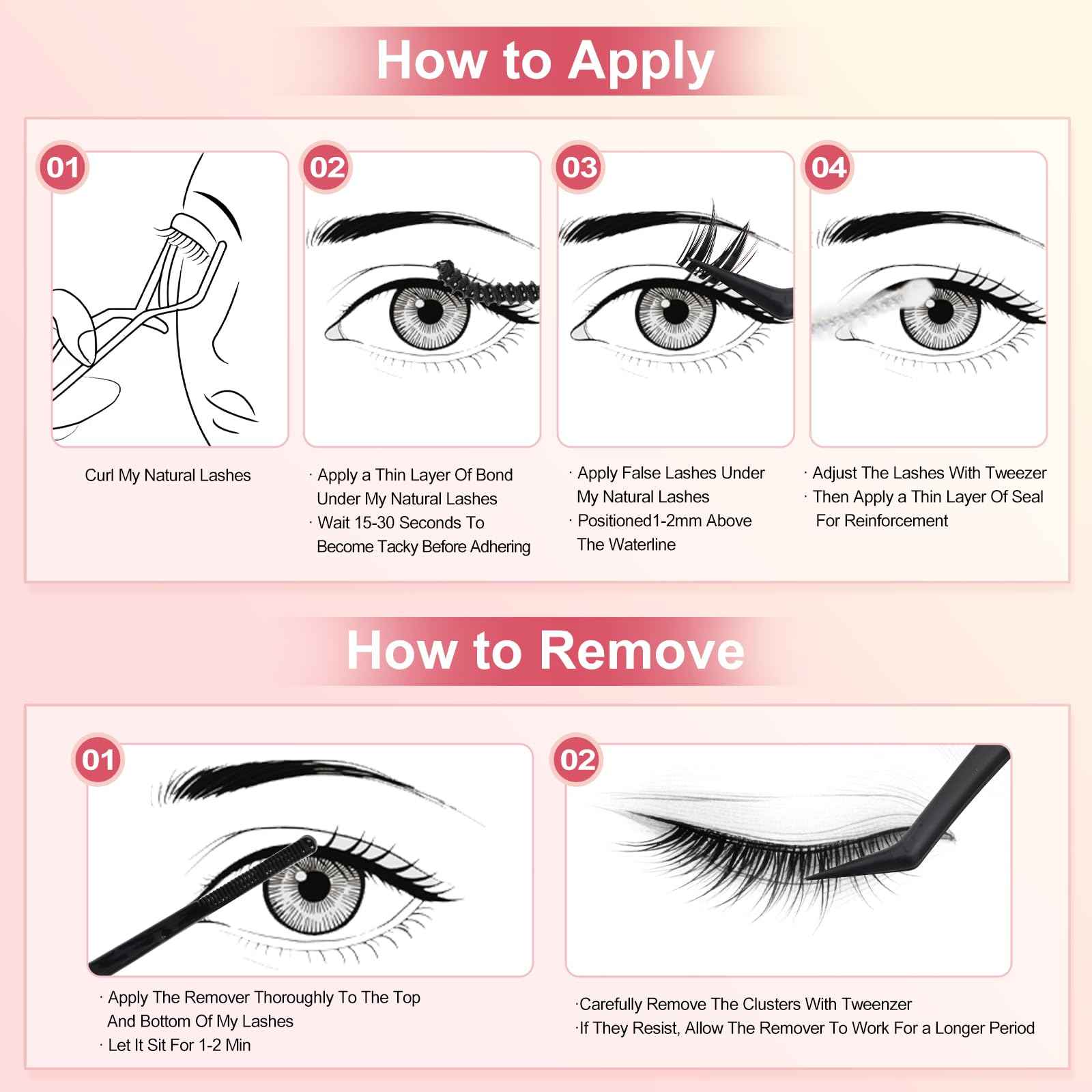 FayJoo Eyelash Adhesive Long Lasting Up to 5 Days, Strong & Flexible Hold Glue for Eyelash Extensions, Hypoallergenic Mild, Waterproof & Quick-Dry, 2 in 1 Bond & Seal for Lash Cluster(5ml+5ml), Black