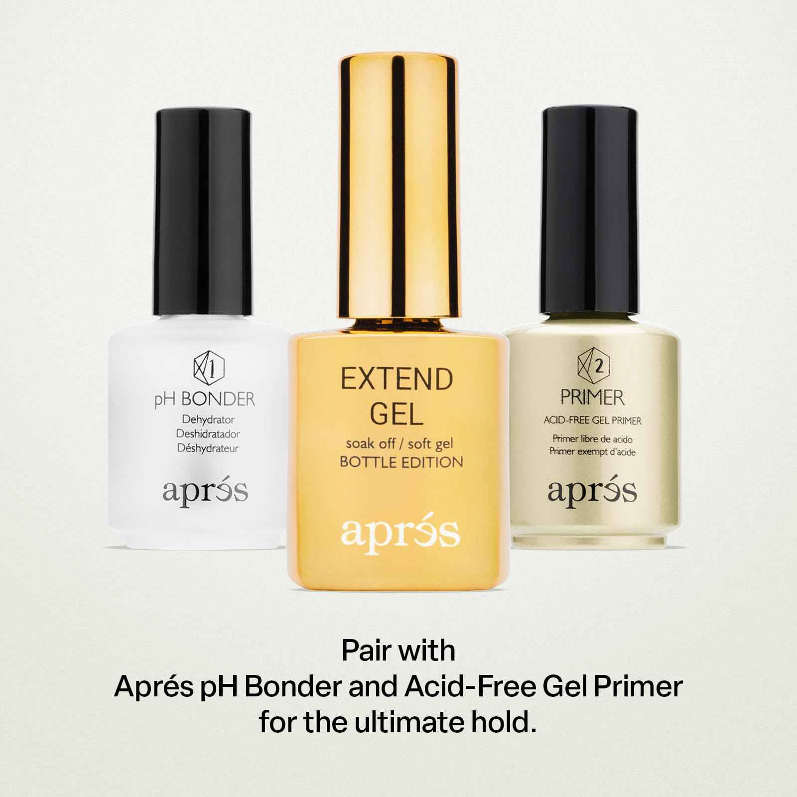 Apres Nail Extend Gel Gold Bottle | 15mL | Premium Quality | Soft Gel, Gel-X Tips Adhesive, Easy Application, Easy Removal, Soak Off, Applicator Included