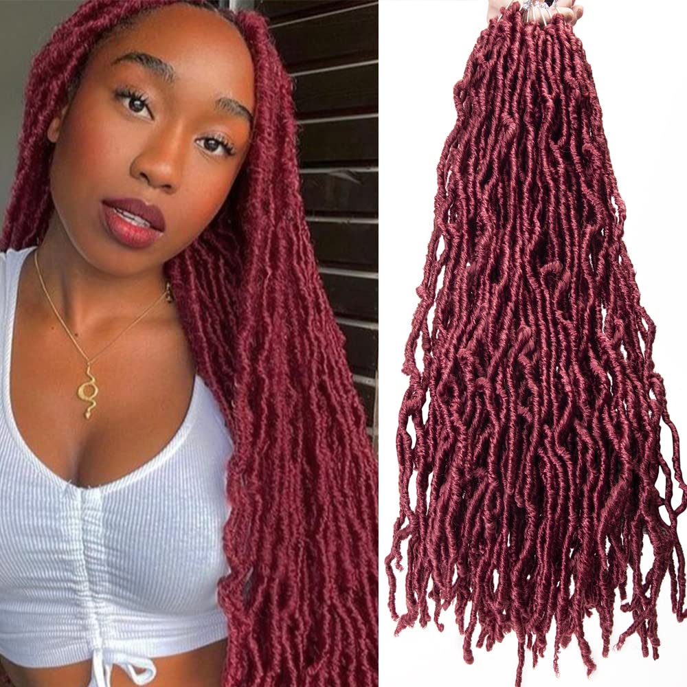 10Packs Nu Locs Crochet Hair Braids Long Soft Locs 18inch Crochet Hair Pre-looped Goddess locs Curly wave Synthetic Hair for Black Women (bug, 18)