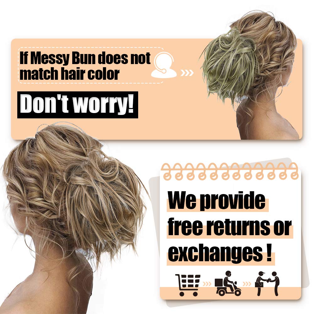 HMD Tousled Updo Messy Bun Hairpiece with Elastic Band for Updos - Synthetic Ponytail Extensions and Scrunchies for Women