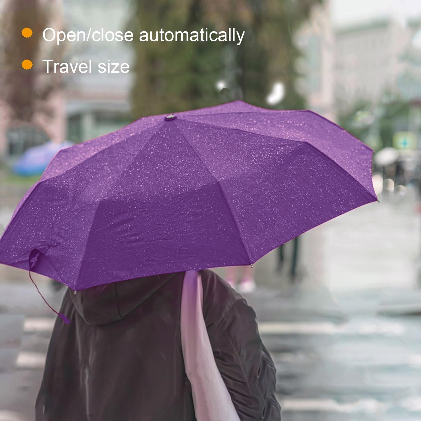 SIEPASA Windproof Travel Compact Umbrella-Automatic Umbrellas for Rain-Compact Folding Umbrella, Travel Umbrella Compact, Small Portable Windproof Umbrellas for Men Women Teenage. (Purple)