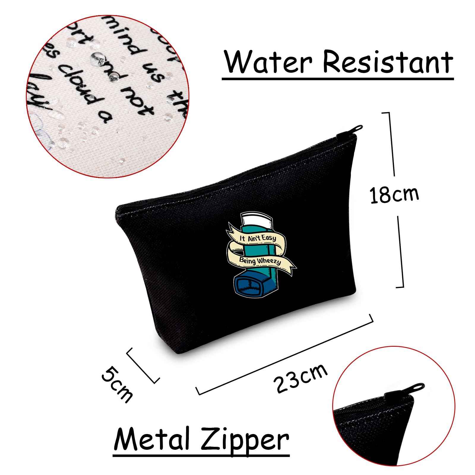 JXGZSO Asthma inhaler Gift It Ain't Easy Being Wheezy Organization Bag Respiratory Therapist Gifts (It Ain't Easy Being Wheezy black)