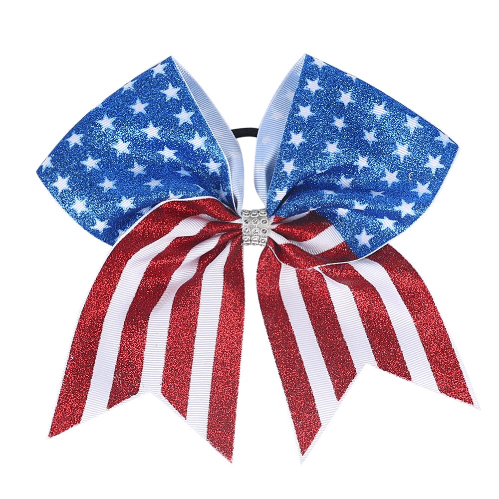 Independence Day Ponytail Holder Girls Cheer Bow Hair Rope Holiday Hair Ring Tie JHN33 (2 Pcs-Set C)