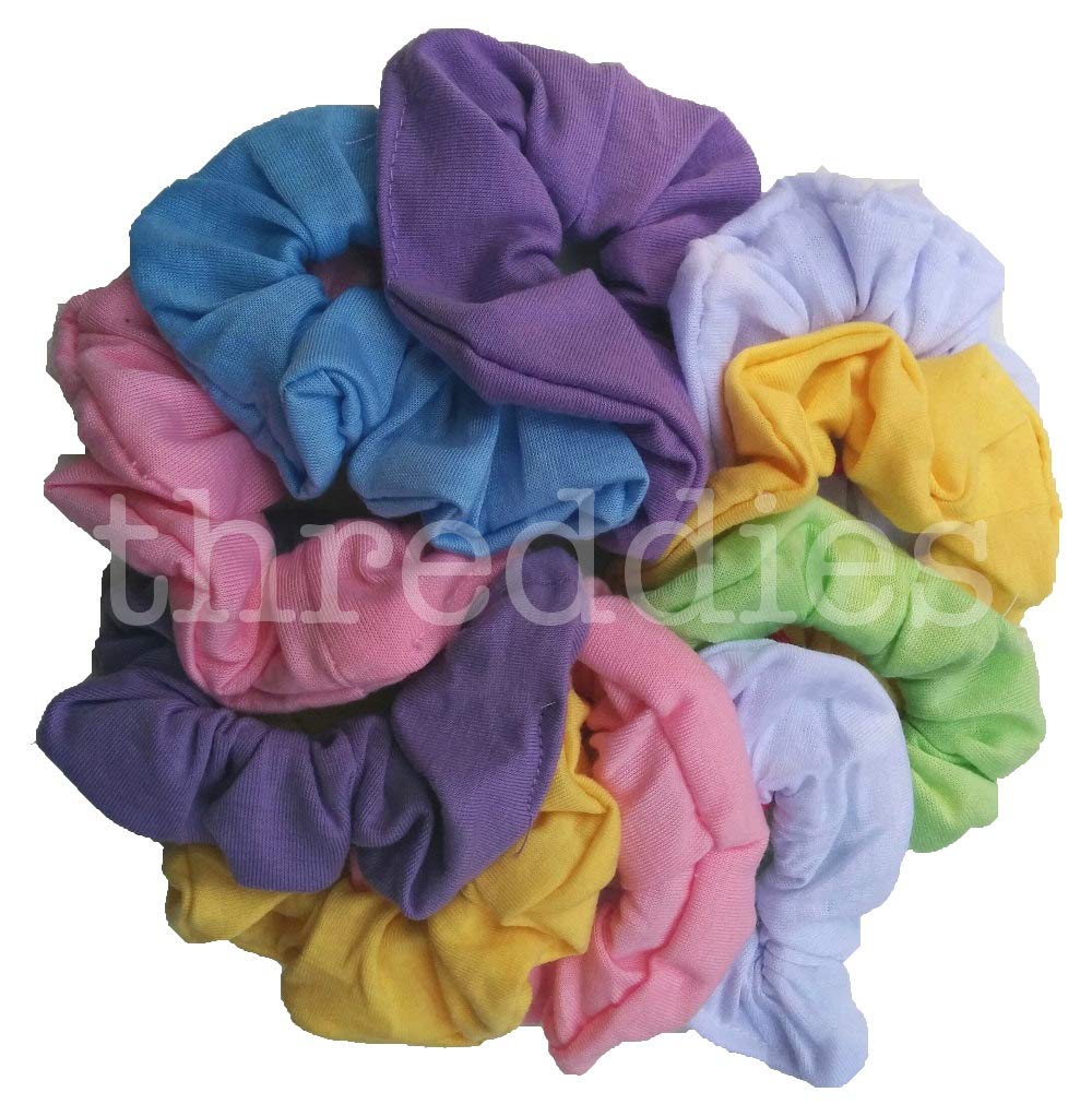 Cotton Scrunchie Set, Set of 10 Soft Cotton Scrunchies (Pastel Assortment)