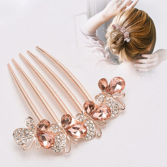 Xerling Rhinestone Butterfly Hair Comb for Women - Decorative Crystal Side Comb Piece for Bride Wedding, Bridal Hair Jewelry (Champagne A)