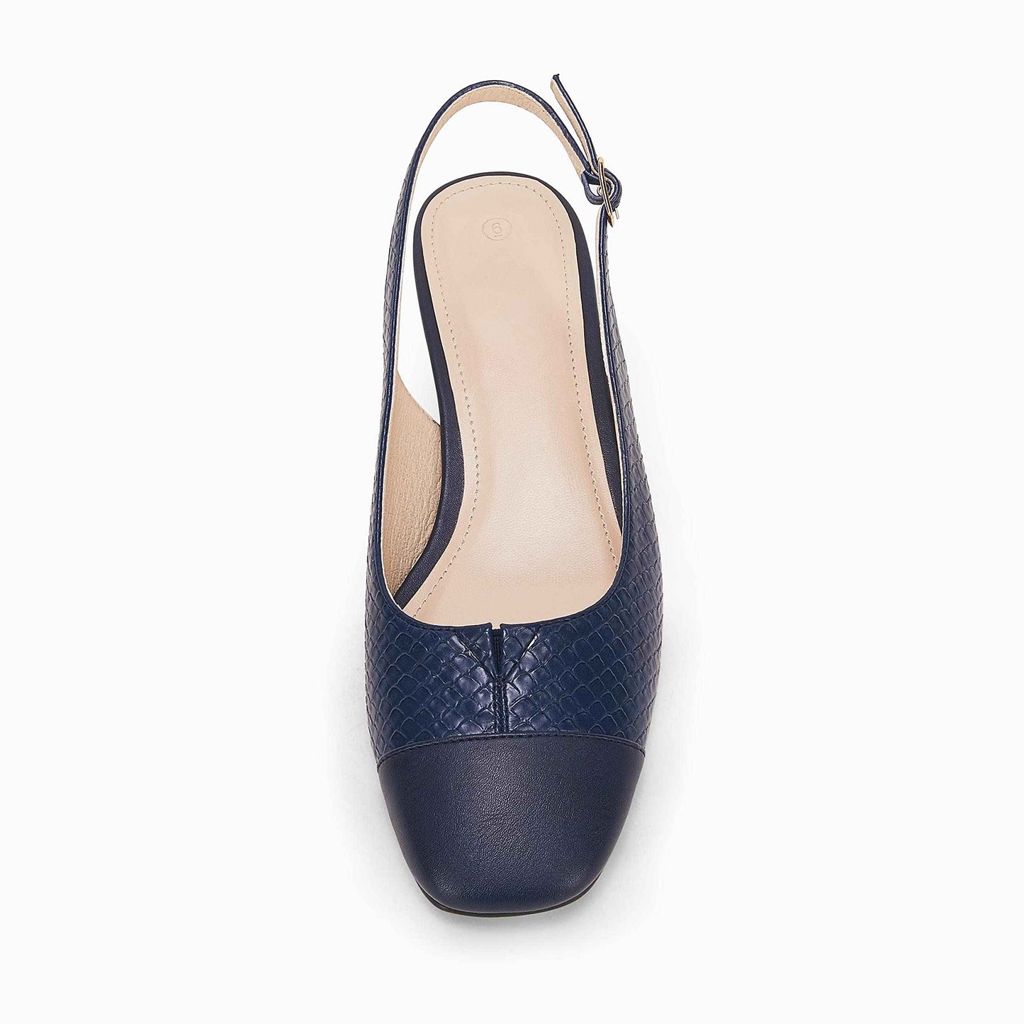 Rilista Women's Slingback Low Heels Closed Toe Chunky Block Heel Comfortable Office Dress Pumps Shoes Navy