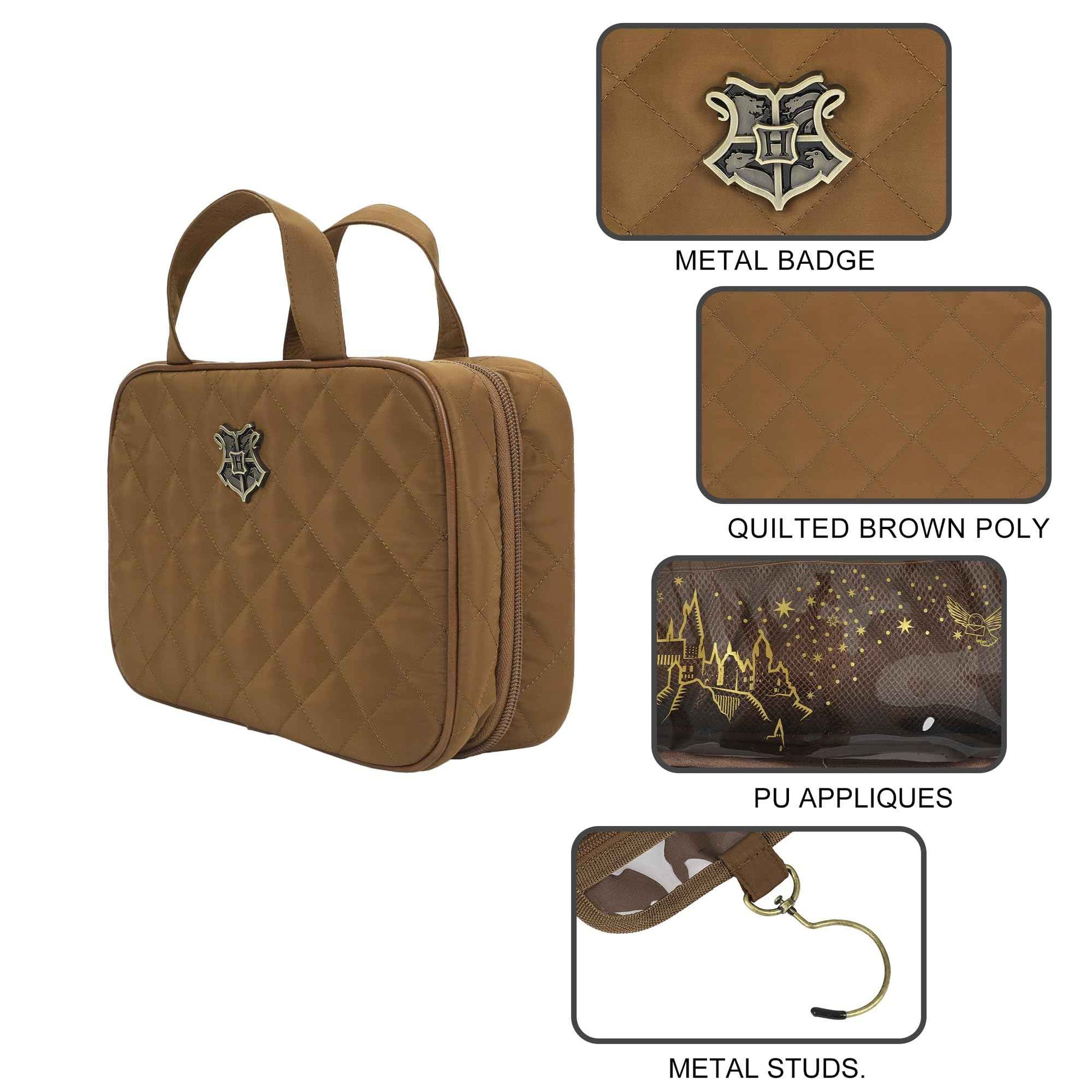 Bioworld Harry Potter Hogwarts Quilted Hanging Adult Toiletry Bag