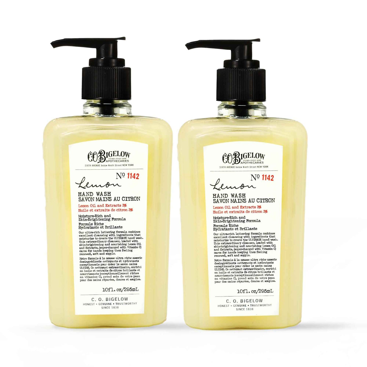 C.O. Bigelow Lemon Hand Wash, Pack of 2 Liquid Hand Soap with Lemon Extract & Aloe Vera, 10 Fl Oz
