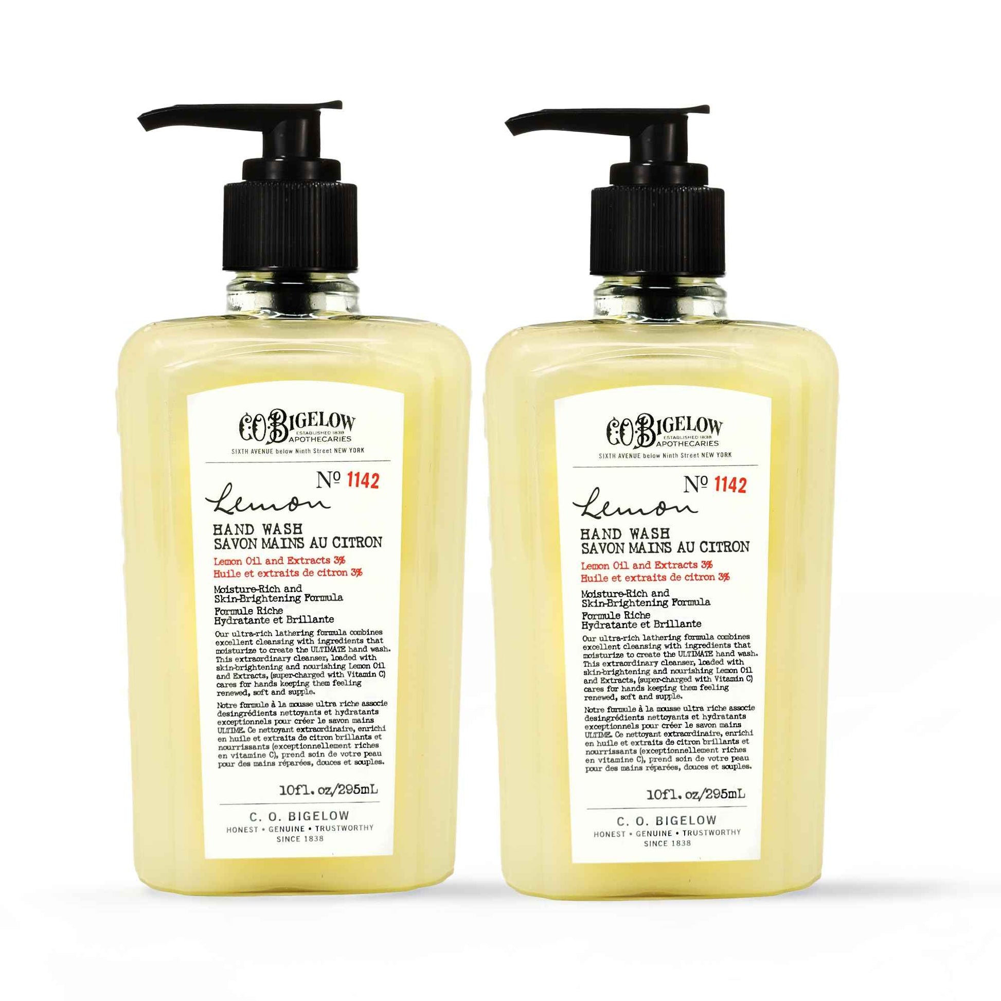 C.O. Bigelow Lemon Hand Wash, Pack of 2 Liquid Hand Soap with Lemon Extract & Aloe Vera, 10 Fl Oz