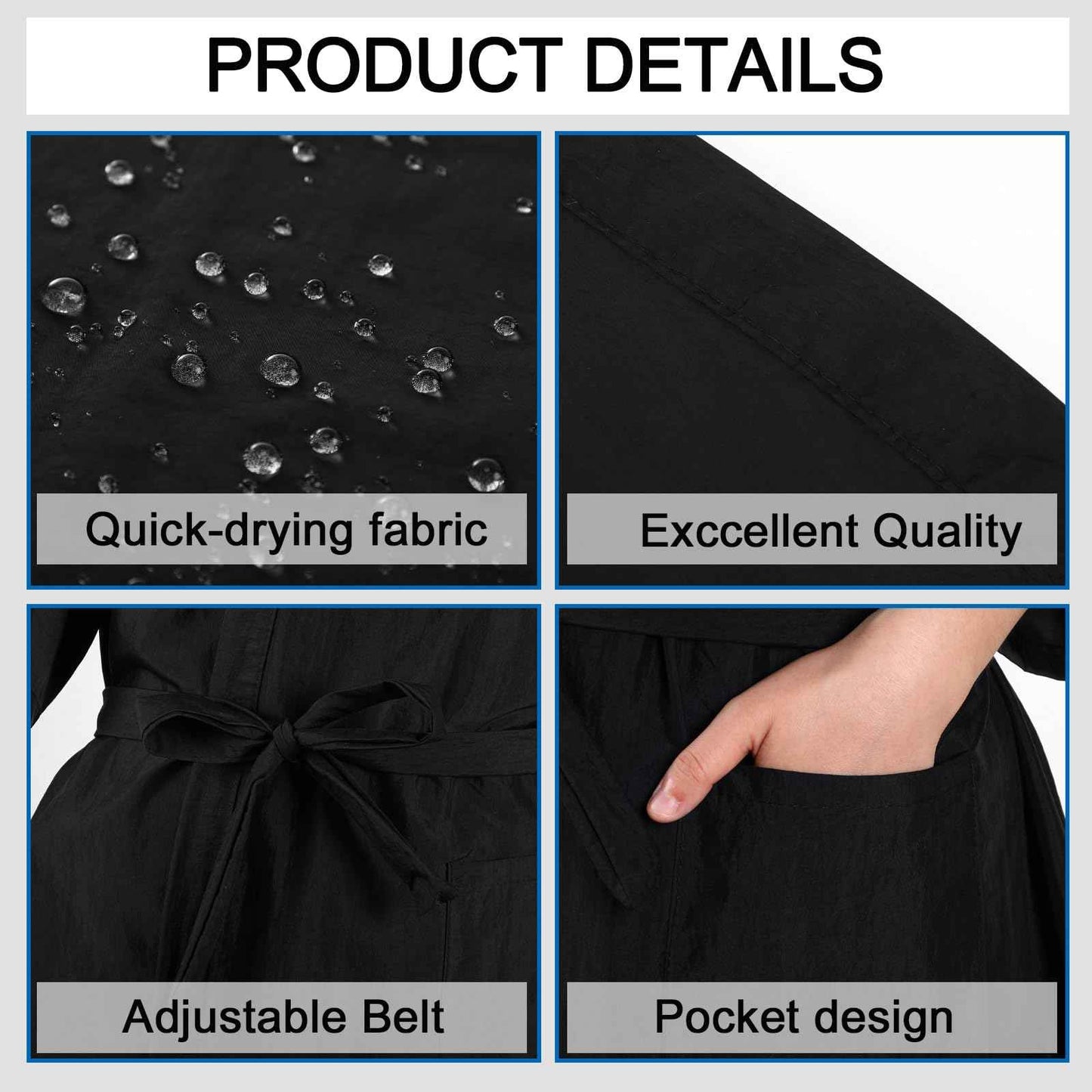 Toulite 8 Pieces Salon Robes Smock for Clients Hair Salon Gown Cape Black Barber Smock Kimono Style Hair Stylist for Clients(1 Pocket)