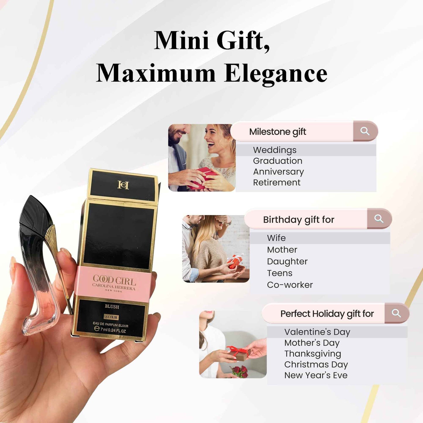 Carolina Herrera Good Girl Blush Elixir Perfume for Women – Mini EDP Splash, 0.24 Ounce