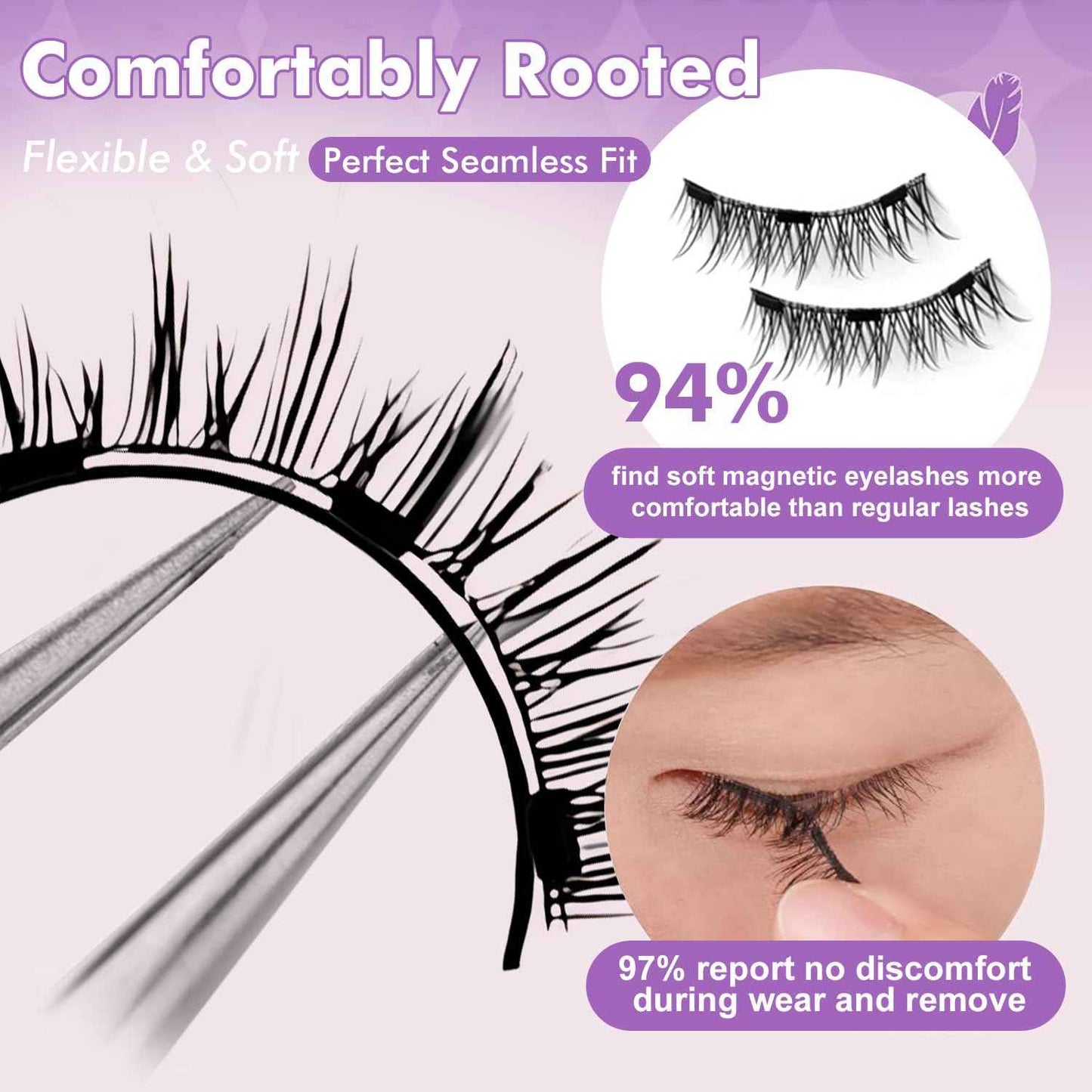 Huunyfit Magnetic Lashes, Magnetic Eyelashes with Applicator, Magnetic Eyelashes Natural Look,Reusable Magnet Lashes No Glue Needed Soft Lashes Kit for Women(Natural+Fuller)