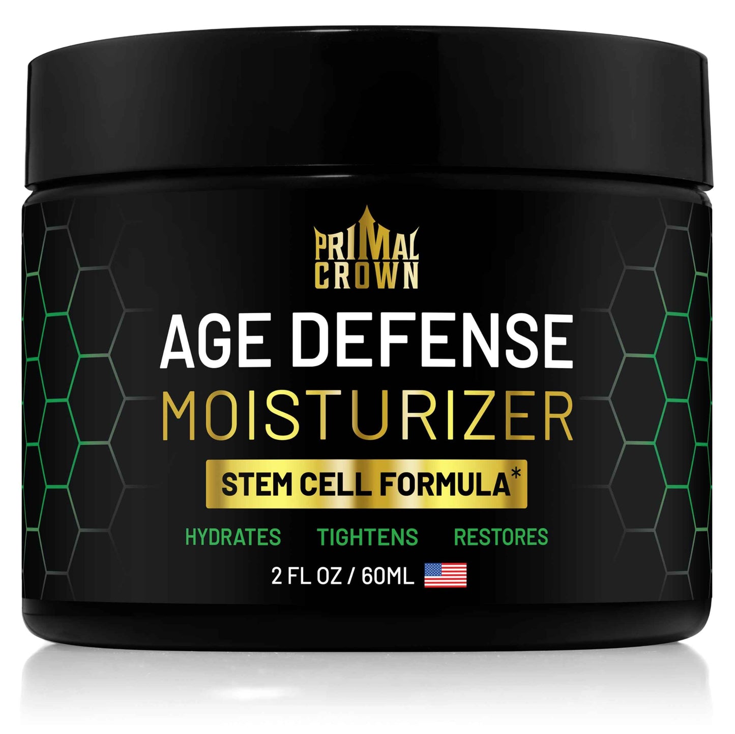 Men's Anti-Aging Moisturizer with Stem Cells - Anti-Wrinkle Skin Cream for Face - Plus Hyaluronic Acid and Peptides - Firming and Tightening Age Defense Cream, Made in USA - Day & Night - 2 oz