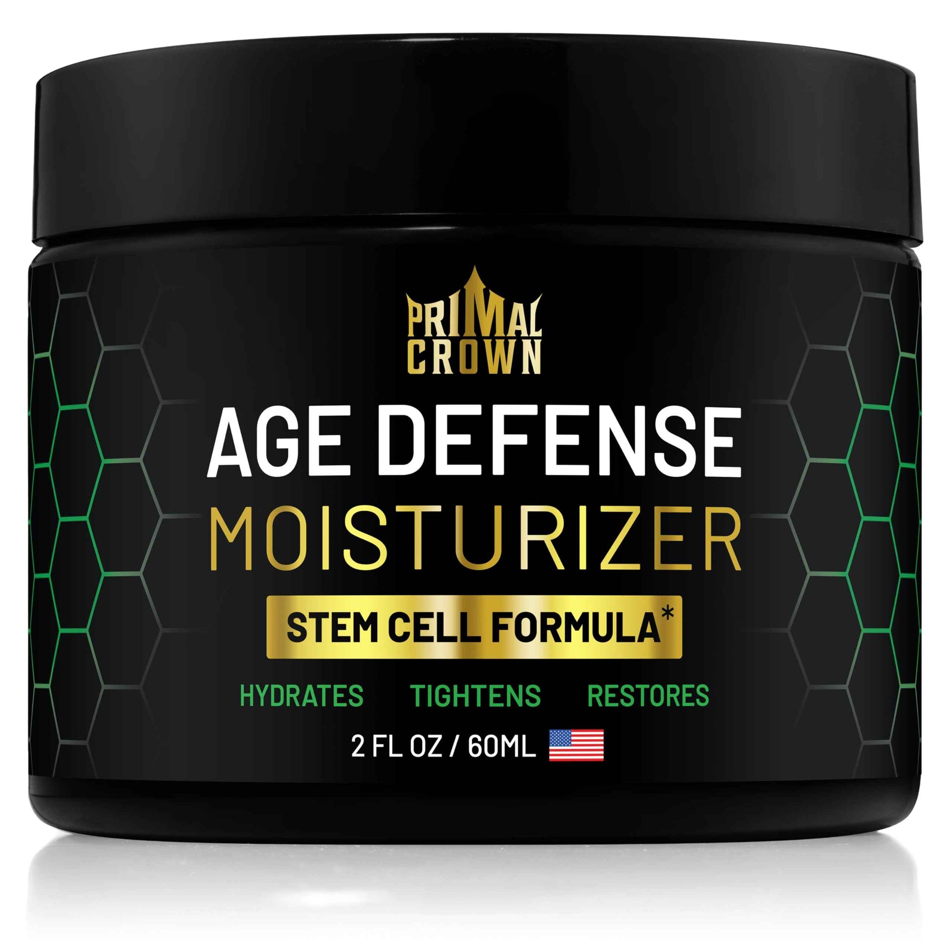 Men's Anti-Aging Moisturizer with Stem Cells - Anti-Wrinkle Skin Cream for Face - Plus Hyaluronic Acid and Peptides - Firming and Tightening Age Defense Cream, Made in USA - Day & Night - 2 oz