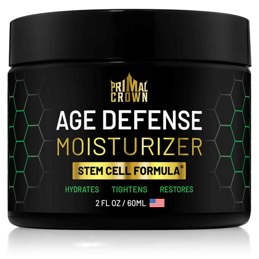 Men's Anti-Aging Moisturizer with Stem Cells - Anti-Wrinkle Skin Cream for Face - Plus Hyaluronic Acid and Peptides - Firming and Tightening Age Defense Cream, Made in USA - Day & Night - 2 oz