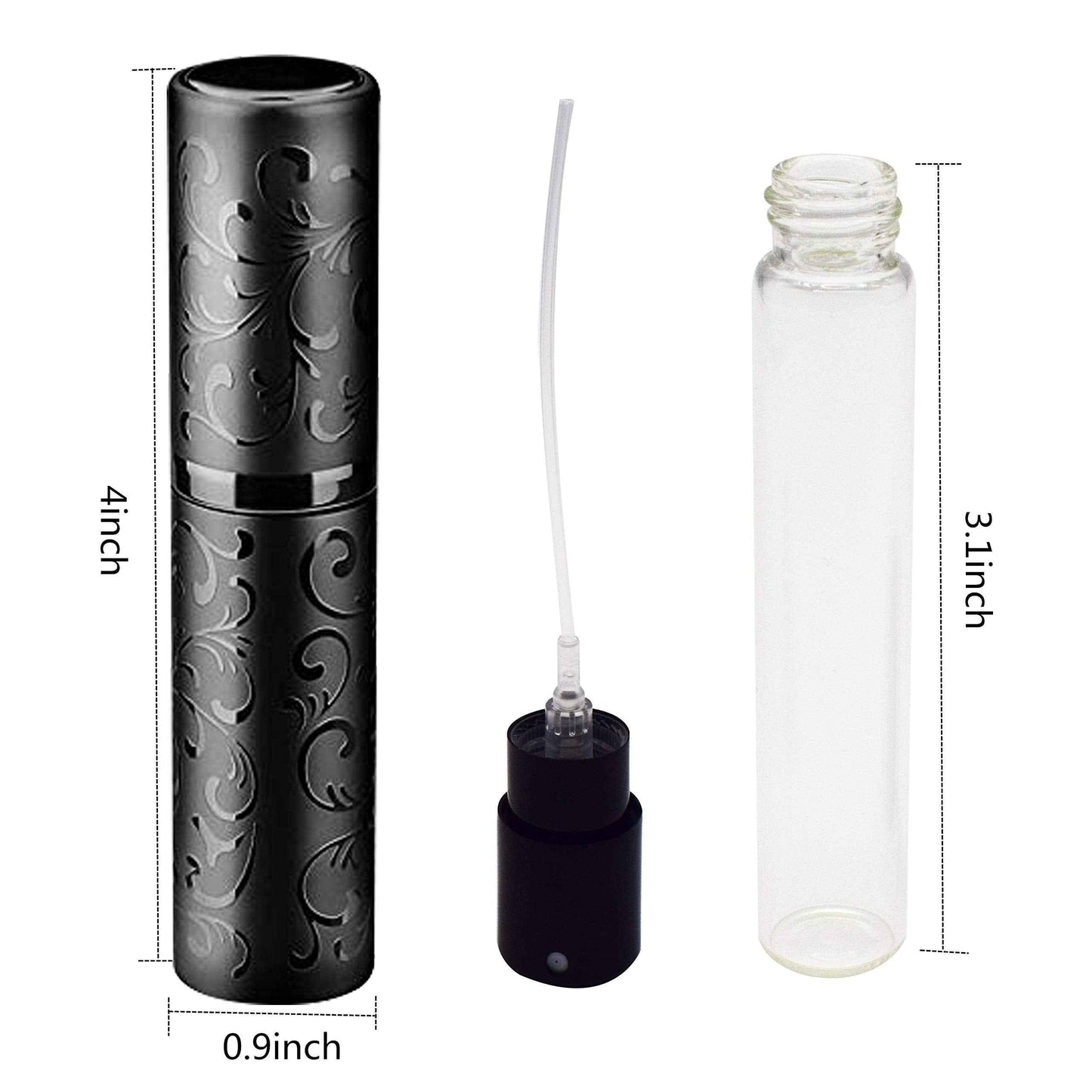 ZKSM 10ML Refillable Perfume Empty Spray Bottle Portable Mini Scent Aftershave Atomizer Bottle with Funnel Filler for Travel Purse(Black)