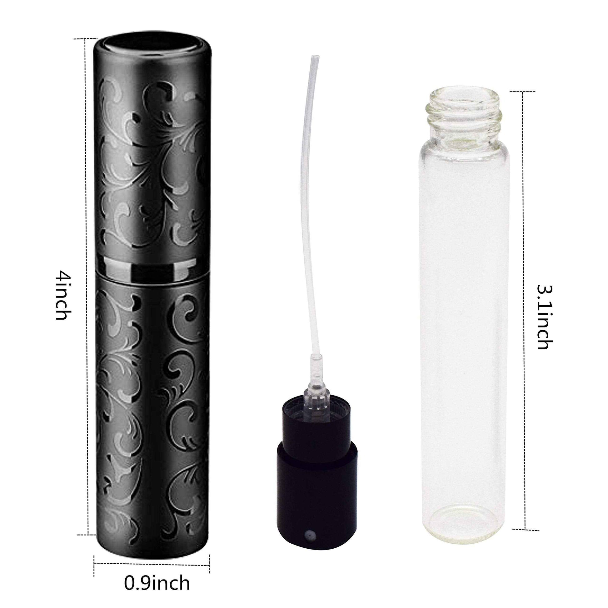 ZKSM 10ML Refillable Perfume Empty Spray Bottle Portable Mini Scent Aftershave Atomizer Bottle with Funnel Filler for Travel Purse(Black)