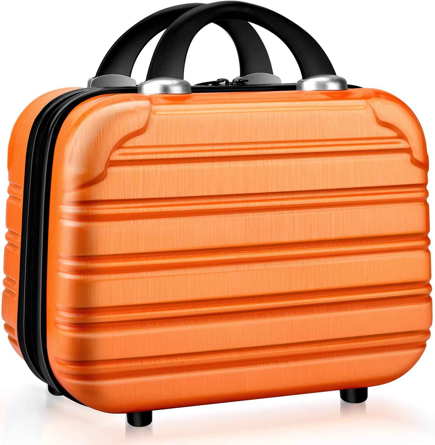 14inch Makeup Train Case PC ABS Cosmetic Case Hardshell Makeup Bag Organizer Toiletry Gifts for Her Travel Outside Activity (orange)