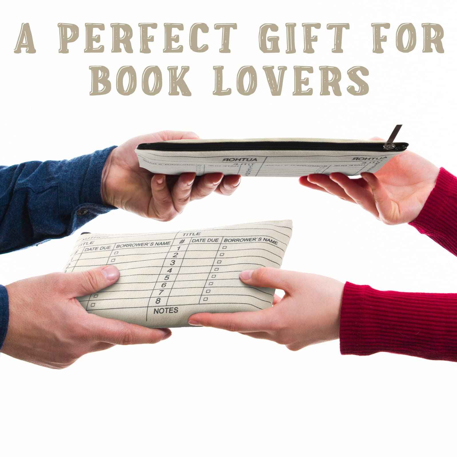 Yinder 12 Pcs Librarian Gifts for Book Lovers Thank You Library Card Pouch Bulk Teacher Librarian Appreciation Gifts for School Library Zipper Pouch Date Stamp(Classic Style)