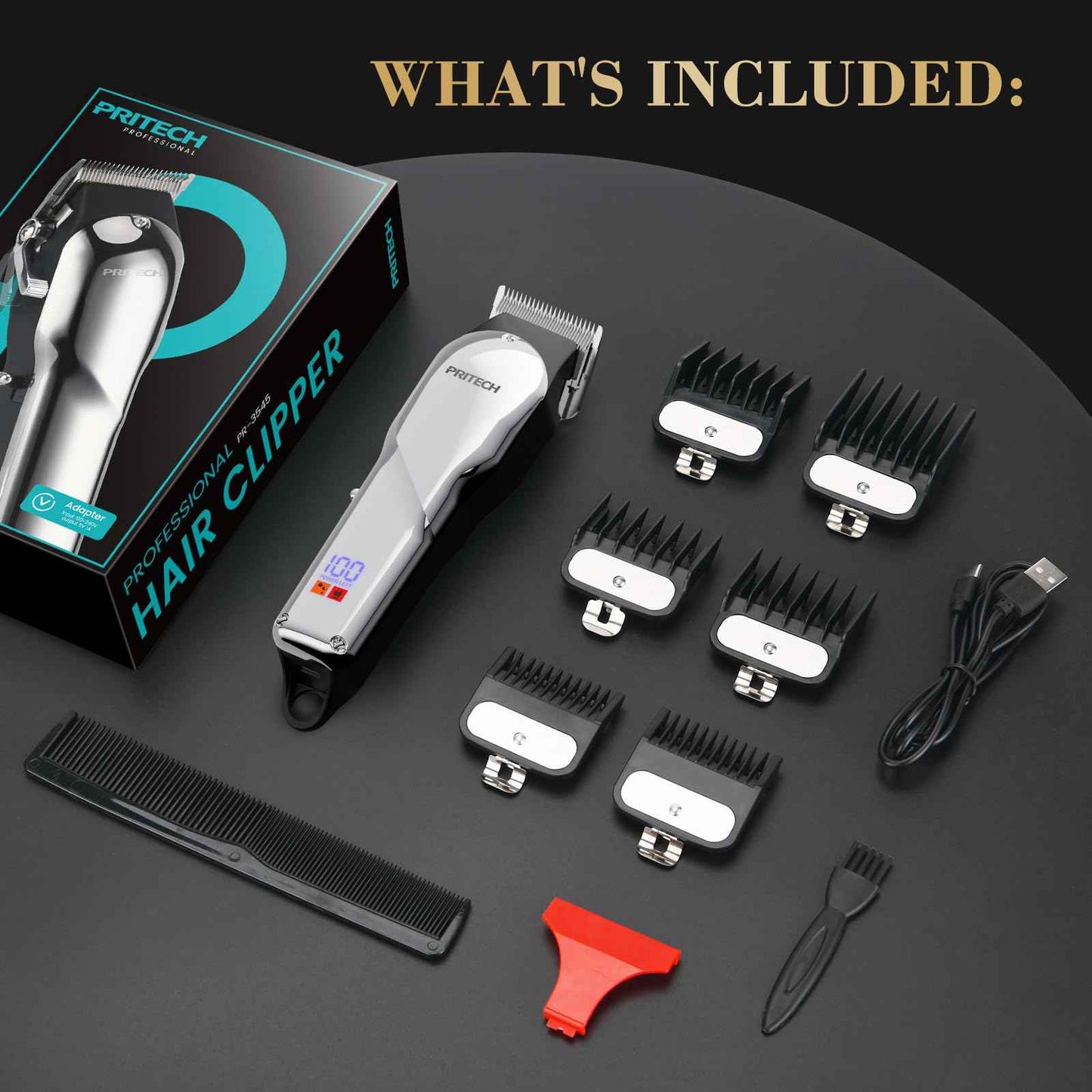 PRITECH Barber Hair Clippers for Men, Professional Barber Clippers and Trimmer Set, Mens Cordless Hair Clippers for Barbers Haircut Kit