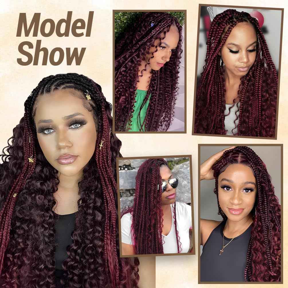 Human Braiding Hair for Boho Knotless Braids 1 Bundle 18 Inches 50g Deep Wave Bulk Human Hair for Braiding Hair Wet and Wavy 10A Brazilian Virgin Human Bohemian Hair for Braiding 99J