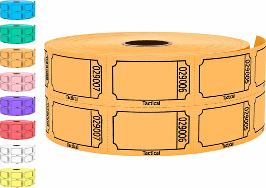 Tacticai 1000 Raffle Tickets, Blank, Orange (8 Color Selection), Double Roll for Events, Entry, Class Reward, Fundraiser & Prizes