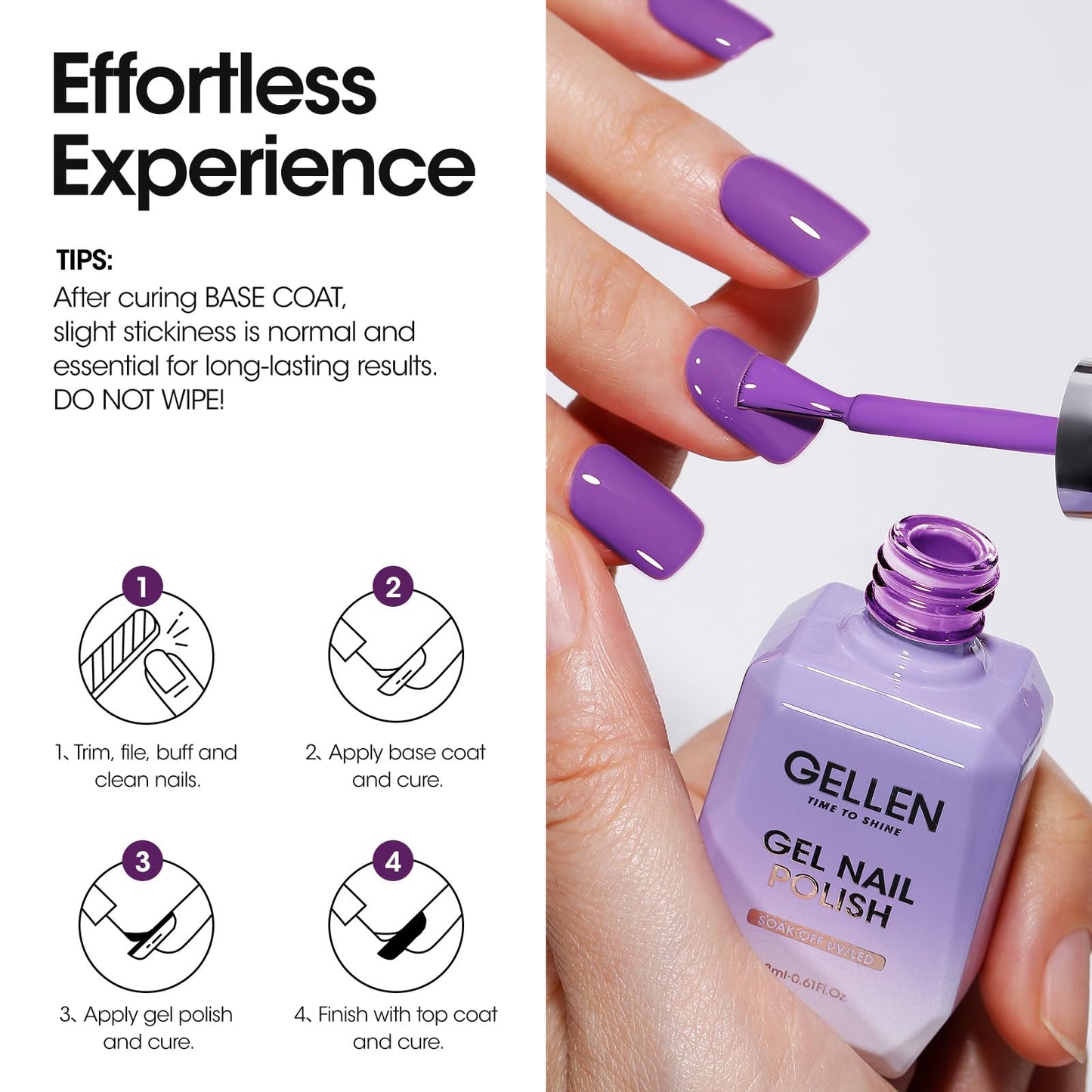 Gellen Gel Nail Polish, 18ML Purple Gel Polish All Season Nail Polish Gel Soak Off UV LED Nail Gel Polish Manicure Salon DIY Nail Art at Home Gifts for Women Girls