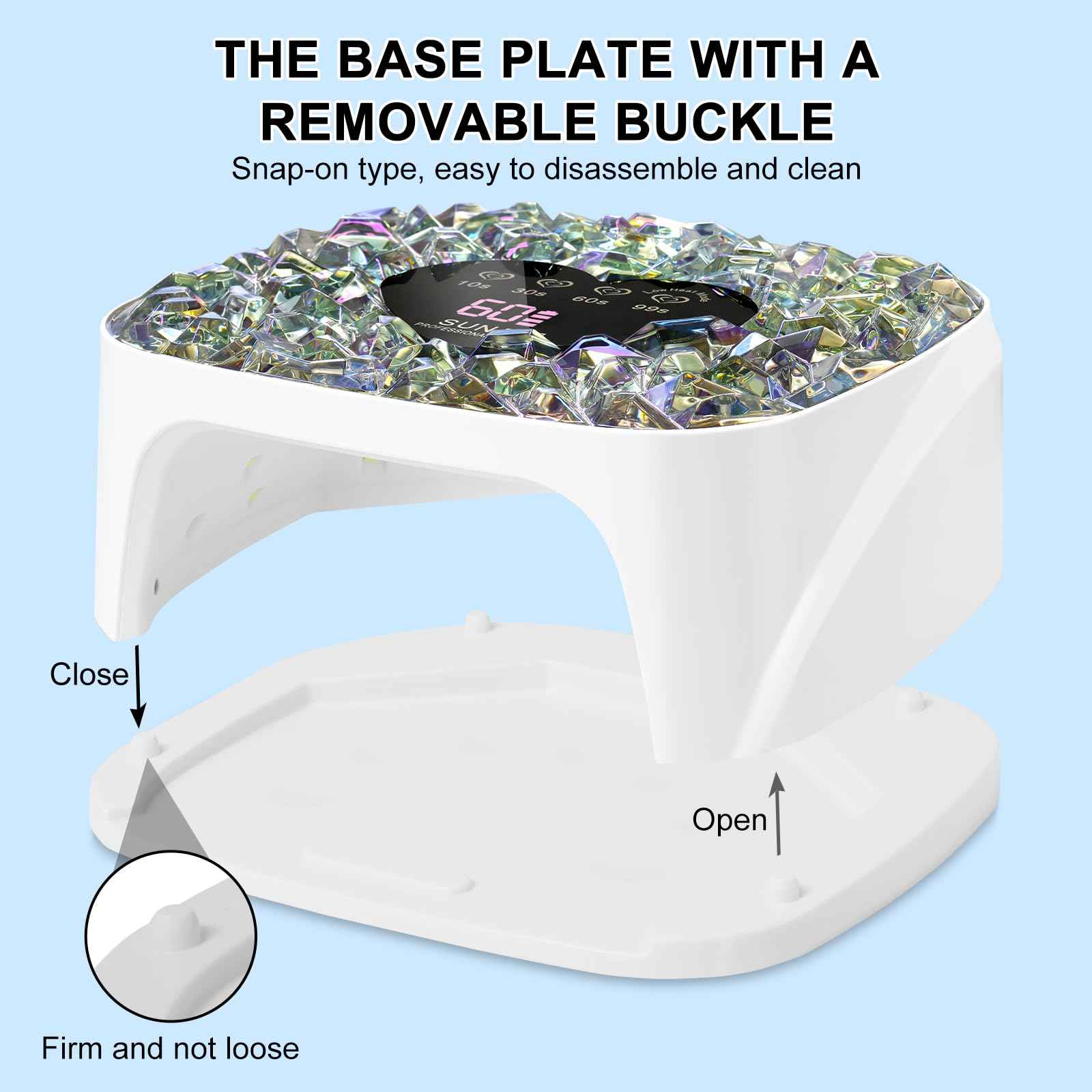 LIMEGIRL UV LED Nail Lamp Kit for Gel Polish Professional Fast White Diamond Design Curing Dryer Light Set with 4 Timers and Gloves Cordless Rechargeable Nail Art Cure Machine at Home and Salon